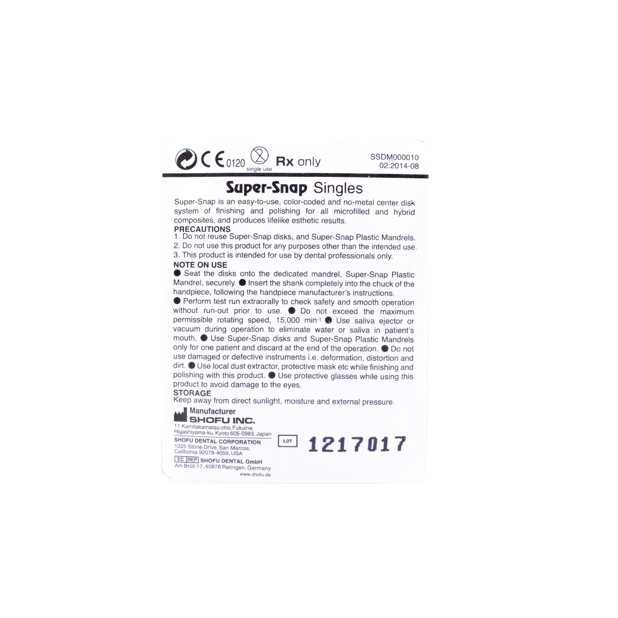 DISCOS SHOFU SUPER-SNAP SINGLE PK/8
