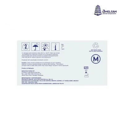 GUANTES LIBRES DE POLVO MEDIANO CON 100 PIEZAS ANELSAM