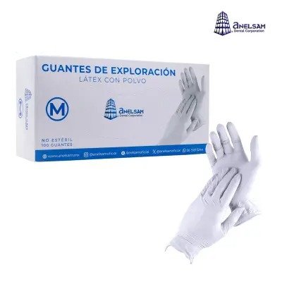 GUANTES DE LATEX MEDIANO CON 100 PIEZAS ANELSAM