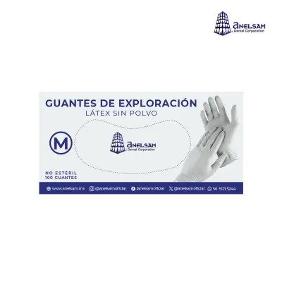 GUANTES LIBRES DE POLVO MEDIANO CON 100 PIEZAS ANELSAM
