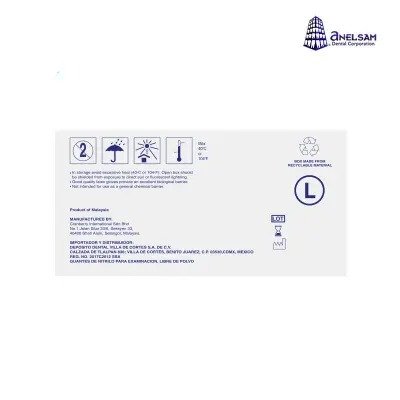 GUANTES MORADOS DE NITRILO GRANDE CON 100 PIEZAS ANELSAM