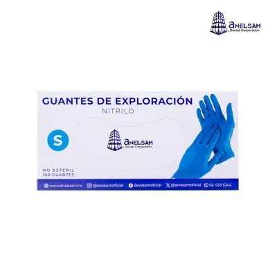 GUANTES AZUL DE NITRILO CHICO CON 100 PIEZAS ANELSAM